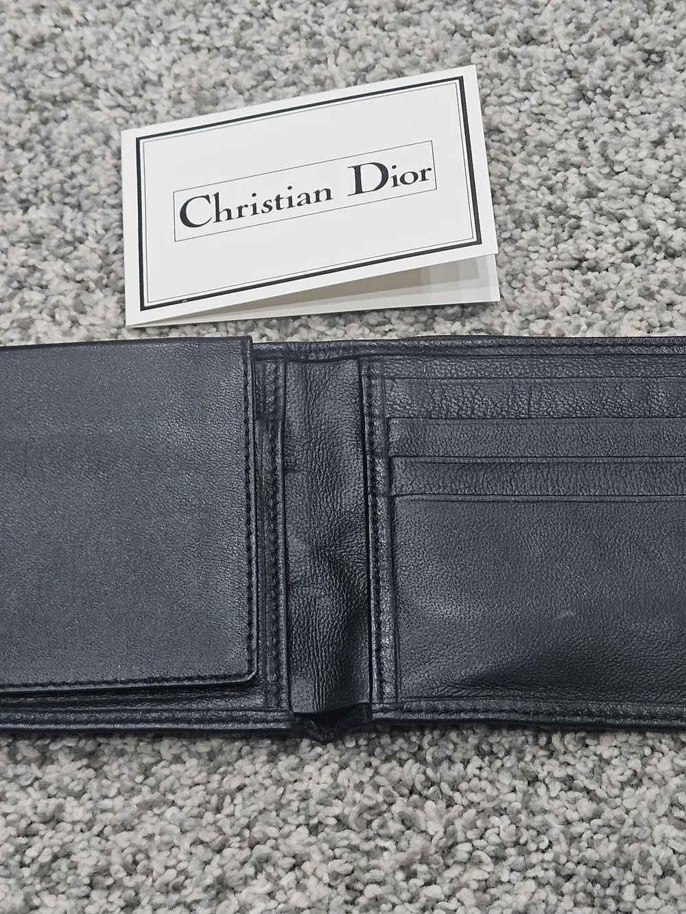 Dior Black Leather Bi-Fold Wallet with Card Slots